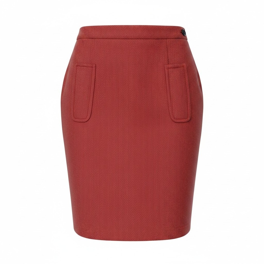 Banana Republic Pencil Skirt Women 8 Red Herringbone Wool Blend Vintage 90s